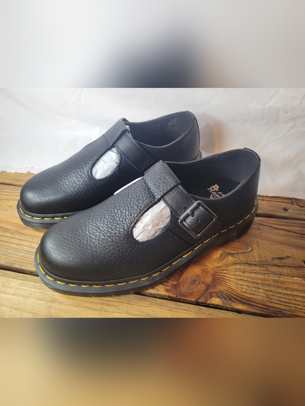 Dr. Martens Unisex Black Leather Polley Mary Jane Buckle Shoe NIB